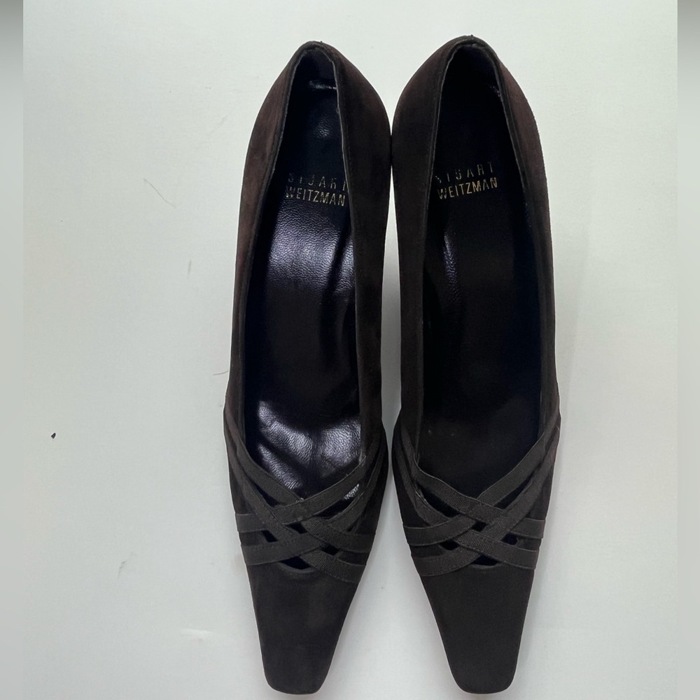 Stuart Weitzman Shoes Brown Suede Pointed Kitten Heels 7.5 Medium